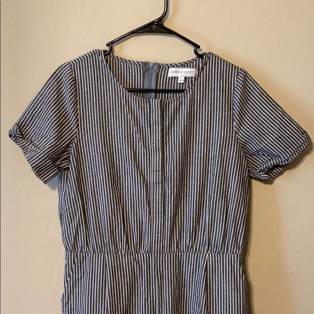 piper and scoot striped jumpsuit